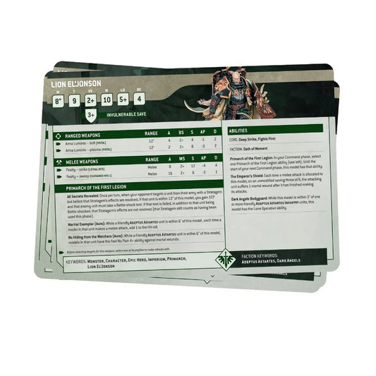 Dark Angels: Datasheet Cards