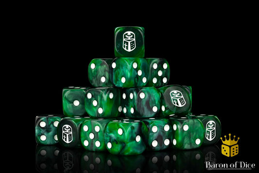 Baron of Dice: 25x Imperial Helm Dice - Green (Round corner)