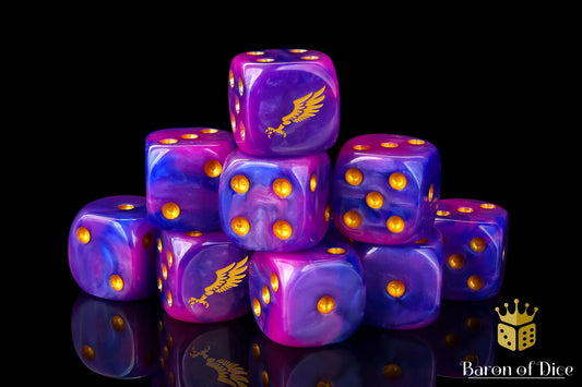 Baron of Dice: 25x Children Of Profligacy Dice - Gold Inlay (Round corner)