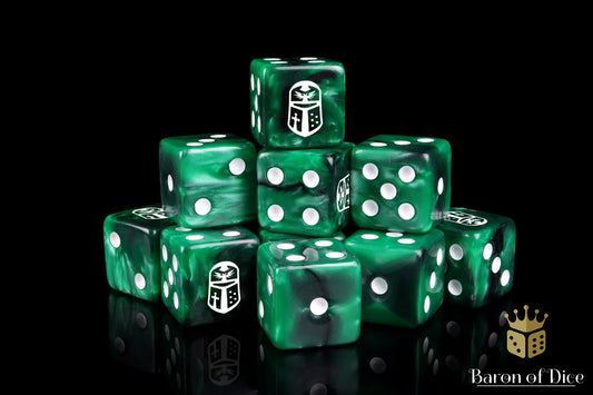 Baron of Dice: 25x Imperial Helm Dice - Green (Square corner)