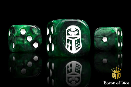 Baron of Dice: 25x Imperial Helm Dice - Green (Round corner)