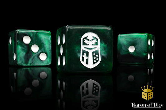 Baron of Dice: 25x Imperial Helm Dice - Green (Square corner)
